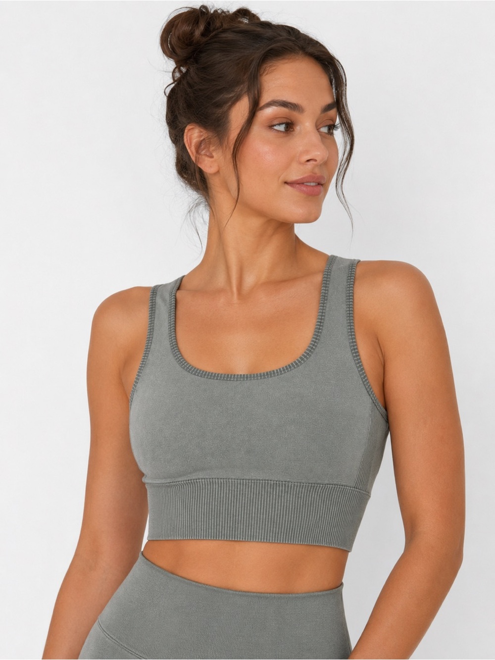 Thursdays Seamless Ribbed Sports Bra Sage Green | Size M/L | Activewear